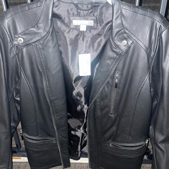 Black Leather jacket Lightweight, never worn, fake leather, silk inside - Picture 3 of 5